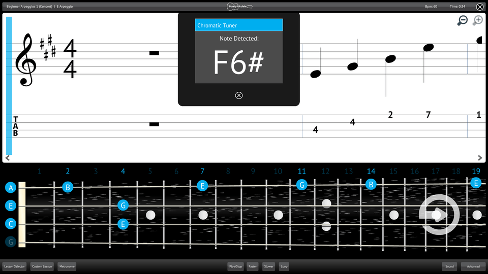 Purely Ukulele Screenshot Chromatic Tuner