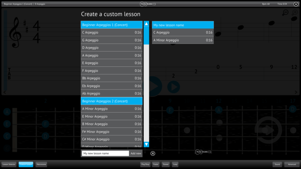 Purely Ukulele Screenshot Custom Lesson