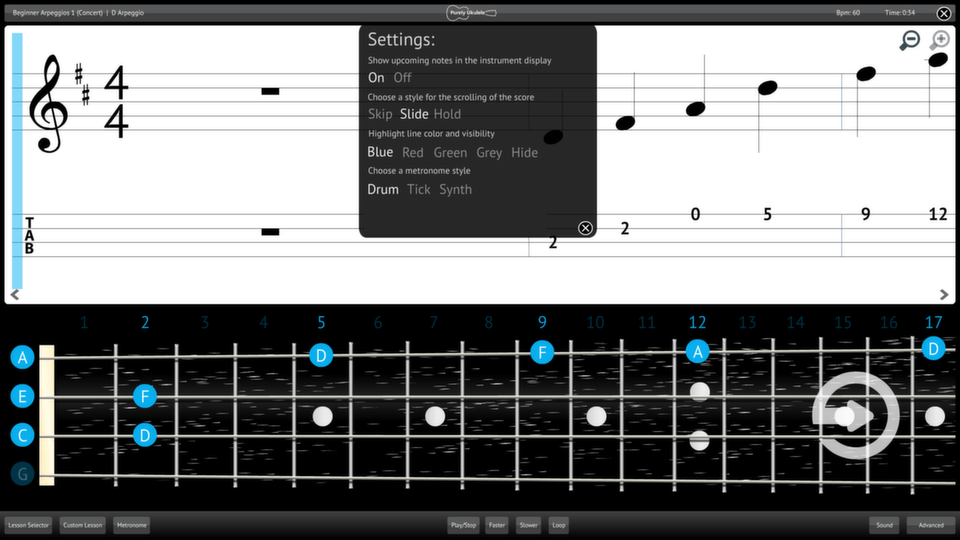 Purely Ukulele Screenshot Settings