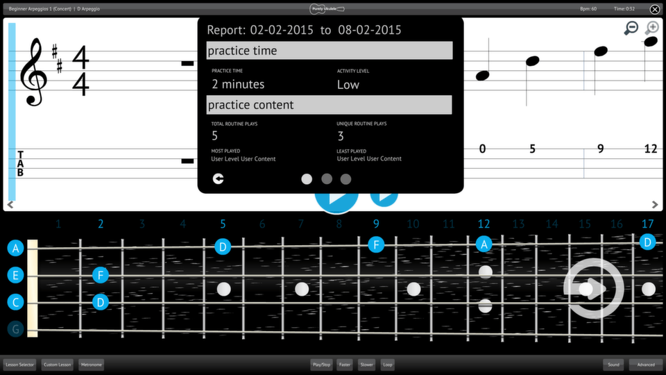 Purely Ukulele Screenshot Reporting Measuring Progress