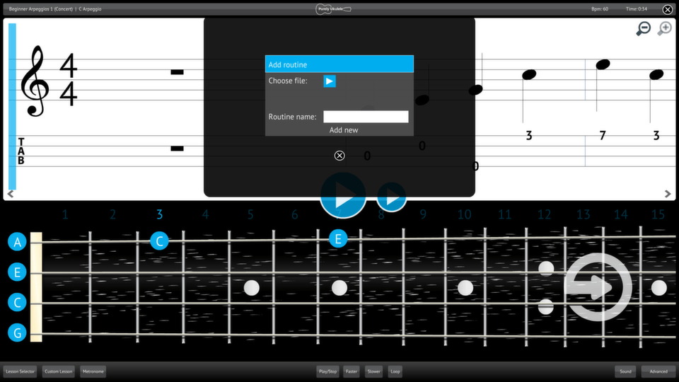 Purely Ukulele Screenshot Add Import Content